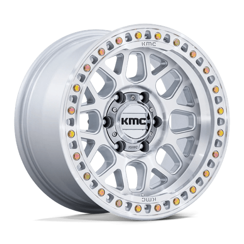 KMC KM549 GRS Gloss Silver W/ Machined Face 17x9 -12 5x127mm 71.5mm - Wheelwiz
