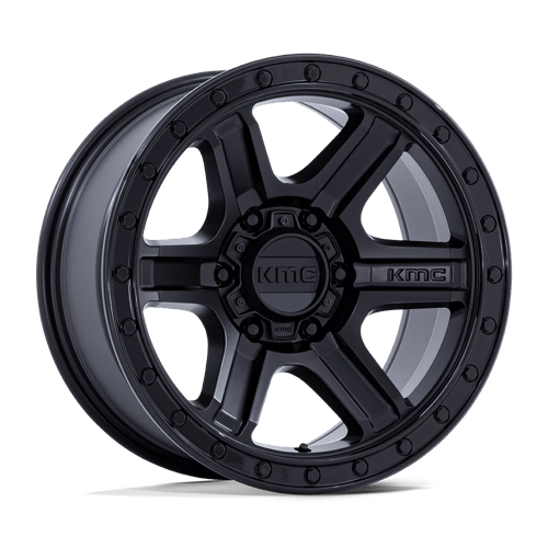 KMC KM551 OUTRUN Matte Black W/ Gloss Black Lip 17x8.5 +18 6x139.7mm 106.1mm - Wheelwiz