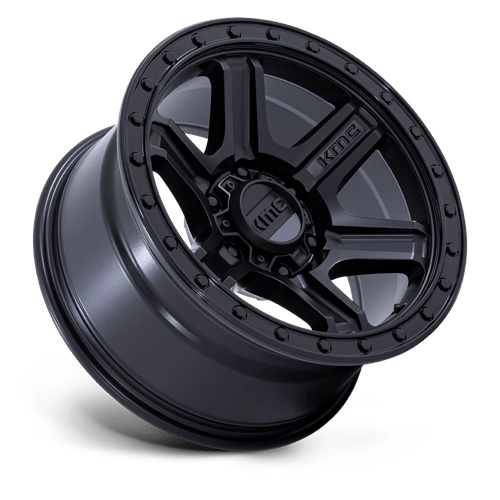 KMC KM551 OUTRUN Matte Black W/ Gloss Black Lip 18x9 +18 5x127mm 71.5mm - Wheelwiz