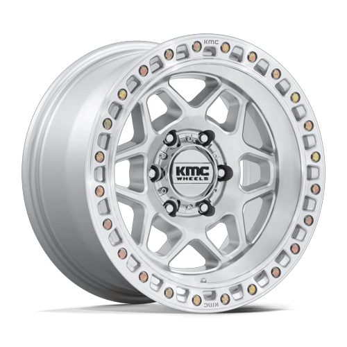 KMC KM553 TORX Gloss Silver W/ Machined Face 17x8.5 0 6x139.7mm 106.1mm - Wheelwiz