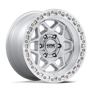 KMC KM553 TORX Gloss Silver W/ Machined Face 17x8.5 +25 6x139.7mm 106.1mm - Wheelwiz