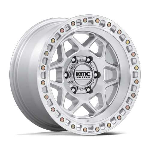 KMC KM553 TORX Gloss Silver W/ Machined Face 17x9 -12 6x139.7mm 106.1mm - Wheelwiz