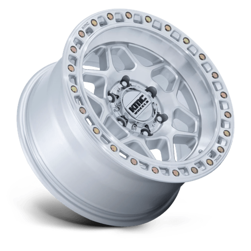 KMC KM553 TORX Gloss Silver W/ Machined Face 17x8.5 0 6x139.7mm 106.1mm - Wheelwiz
