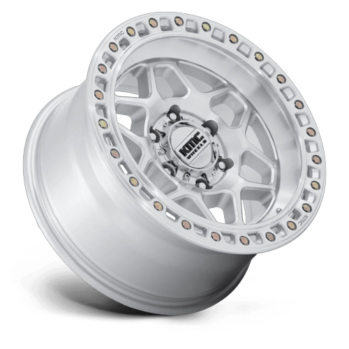 KMC KM553 TORX Gloss Silver W/ Machined Face 17x8.5 0 6x139.7mm 106.1mm - Wheelwiz