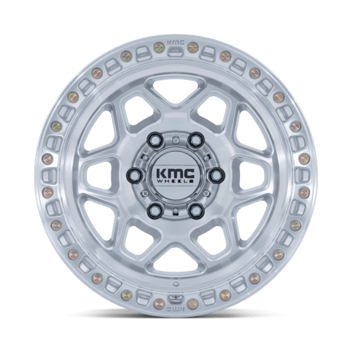 KMC KM553 TORX Gloss Silver W/ Machined Face 17x8.5 0 6x120mm 66.9mm