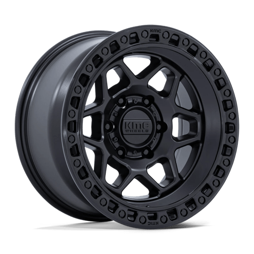 KMC KM553 TORX Matte Black W/ Gloss Black Lip 17x8.5 +25 6x135mm 87.1mm - Wheelwiz