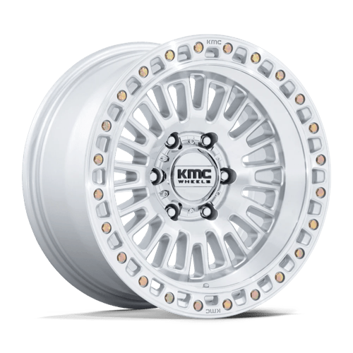 KMC KM554 AZTEC Gloss Silver W/ Machined Face 17x8.5 +25 6x120mm 66.9mm - Wheelwiz