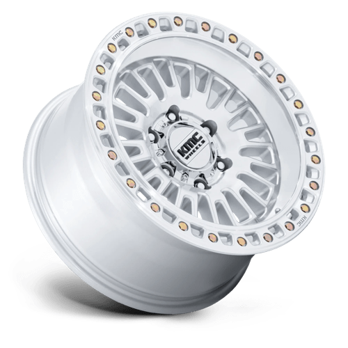 KMC KM554 AZTEC Gloss Silver W/ Machined Face 17x8.5 +25 6x114.3mm 66.1mm - Wheelwiz