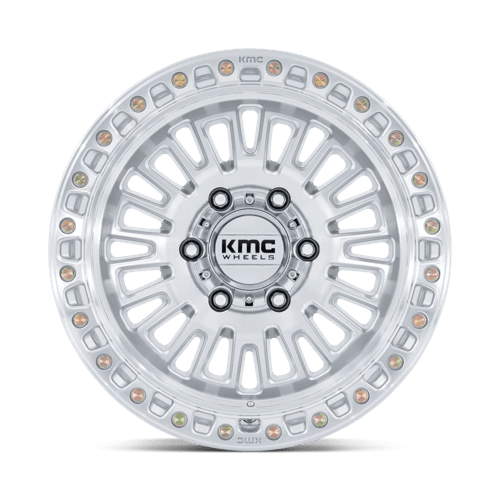 KMC KM554 AZTEC Gloss Silver W/ Machined Face 17x8.5 +25 6x114.3mm 66.1mm - Wheelwiz