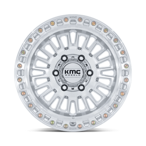KMC KM554 AZTEC Gloss Silver W/ Machined Face 17x8.5 0 6x114.3mm 66.1mm - Wheelwiz