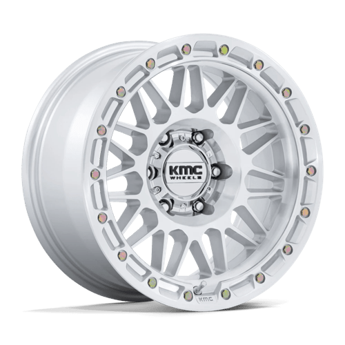KMC KM555 ATTACK Gloss Silver W/ Machined Face 17x8.5 +25 6x139.7mm 106.1mm - Wheelwiz