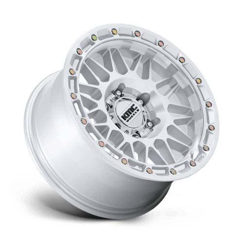 KMC KM555 ATTACK Gloss Silver W/ Machined Face 17x8.5 +25 6x139.7mm 106.1mm - Wheelwiz