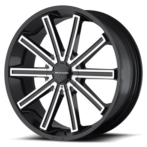 KMC KM681 NERVE Gloss Black Machined 22x9 +38 Custom 72.6mm - Wheelwiz