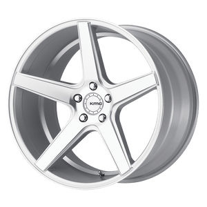 KMC KM685 DISTRICT Silver Machined 18x8 +38 5x112mm 66.6mm - WheelWiz