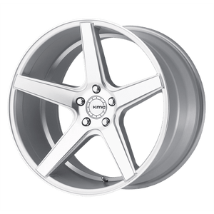 KMC KM685 DISTRICT Silver Machined 20x10.5 +35 5x112mm 66.6mm - WheelWiz