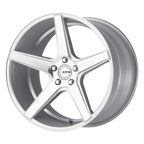 KMC KM685 DISTRICT Silver Machined 22x10.5 +28 5x120mm 74.1mm - Wheelwiz