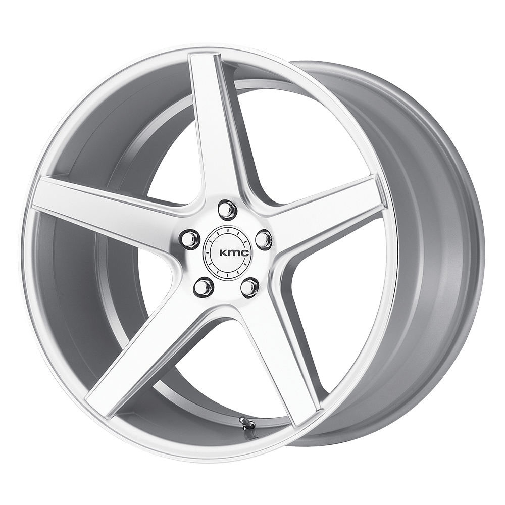 KMC KM685 DISTRICT Silver Machined 22x8.5 +40 5x114.3mm 72.6mm - WheelWiz