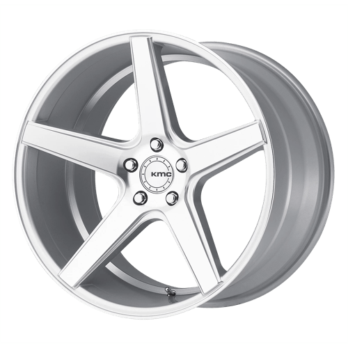 KMC KM685 DISTRICT Silver Machined 20x8.5 +28 5x120mm 74.1mm - Wheelwiz