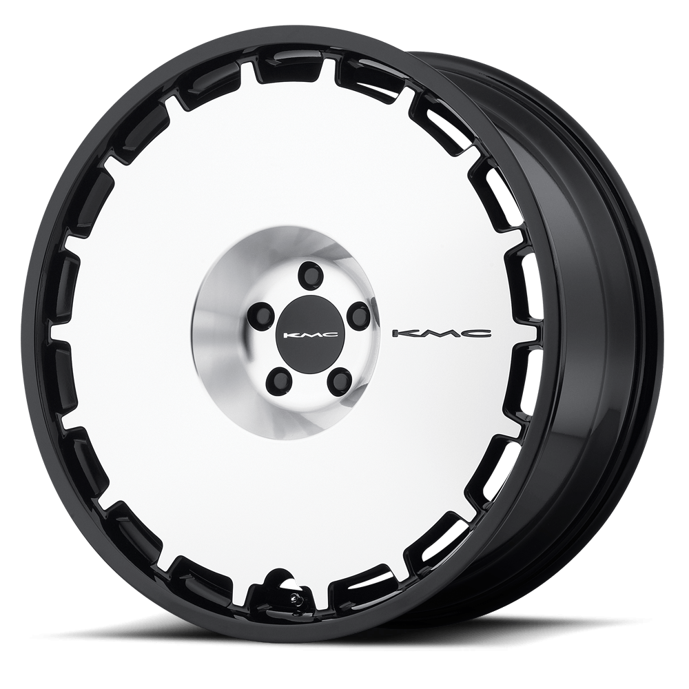 KMC KM689 SKILLET Gloss Black Machined Face 22x9 +38 6x139.7mm 100.3mm - WheelWiz
