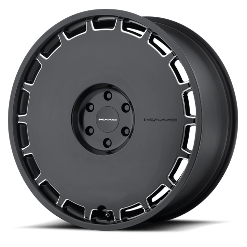 KMC KM689 SKILLET Semi Gloss Black Milled 22x9 +38 Custom 72.6mm - Wheelwiz