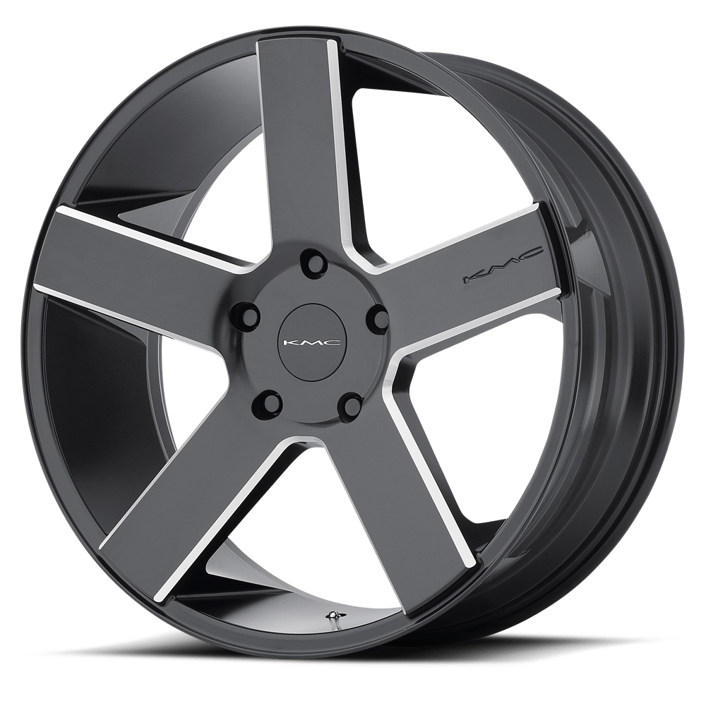 KMC KM690 MC 5 Satin Black  Black With Milled Spokes 20x8.5 +35 5x150mm 110.1mm - WheelWiz