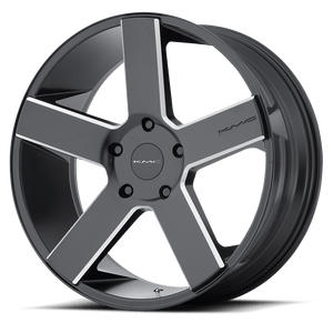 KMC KM690 MC 5 Satin Black  Black With Milled Spokes 20x8.5 +15 5x139.7mm 108mm - WheelWiz