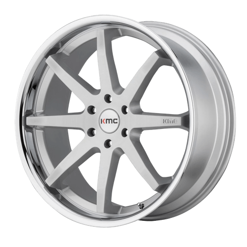 KMC KM715 REVERB Brushed Silver W/ Chrome Lip 20x9 +30 5x114.3mm 72.6mm - Wheelwiz