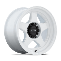 KMC KM728 LOBO Gloss White 17x8.5 -10 6x139.7mm 106.1mm– Wheelwiz