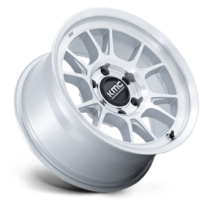 KMC KM729 RANGE Gloss Silver W/ Machined Face 17x8.5 -10 6x139.7mm 106.1mm - Wheelwiz