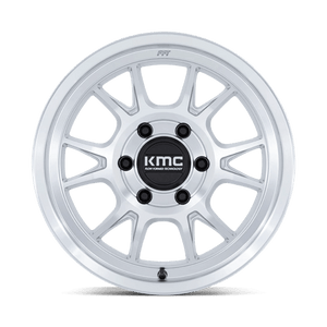KMC KM729 RANGE Gloss Silver W/ Machined Face 17x8.5 0 6x114.3mm 66.1mm - Wheelwiz