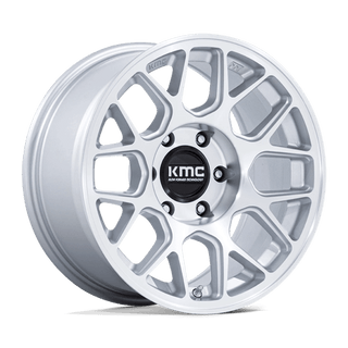 KMC KM730 HATCHET Gloss Silver W/ Machined Face 17x8.5 -10 5x127mm 71.5mm