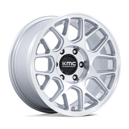 KMC KM730 HATCHET Gloss Silver W/ Machined Face 17x8.5 +25 6x139.7mm 106.1mm - Wheelwiz