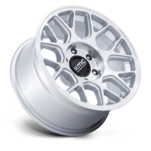 KMC KM730 HATCHET Gloss Silver W/ Machined Face 17x8.5 -10 6x139.7mm 106.1mm - Wheelwiz