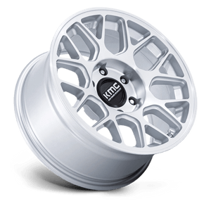 KMC KM730 HATCHET Gloss Silver W/ Machined Face 17x8.5 -10 6x114.3mm 66.1mm - Wheelwiz