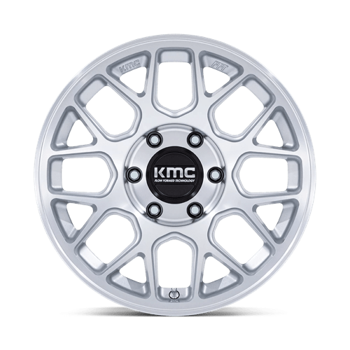 KMC KM730 HATCHET Gloss Silver W/ Machined Face 17x8.5 -10 6x120mm 66.9mm - Wheelwiz