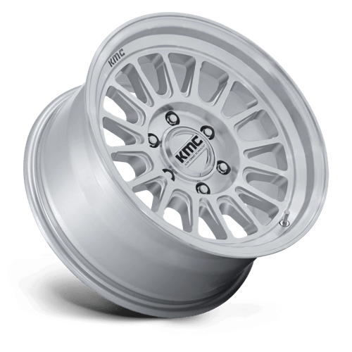 KMC KM733 IMPACT FFT Gloss Silver W/ Machined Face 18x9 0 8x180mm 124.2mm - Wheelwiz