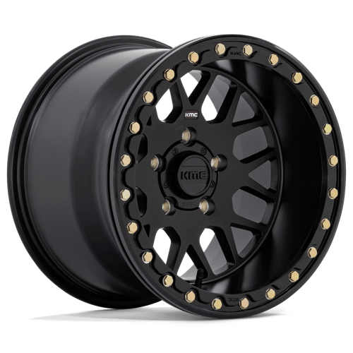 KMC KS235 GRENADE BEADLOCK Satin Black 14x7 +10 4x110mm 86mm - WheelWiz