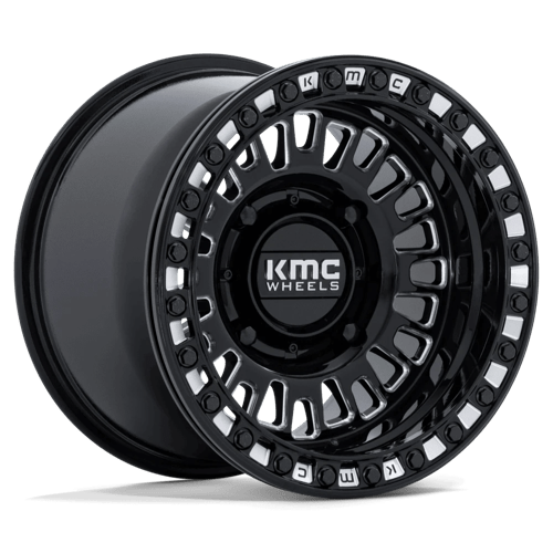 KMC KS242 AZTEC UTV BEADLOCK Gloss Black Milled 15x7 +38 4x137mm 96mm - Wheelwiz