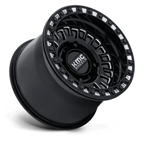 KMC KS242 AZTEC UTV BEADLOCK Gloss Black Milled 15x10 0 4x137mm 96mm - Wheelwiz