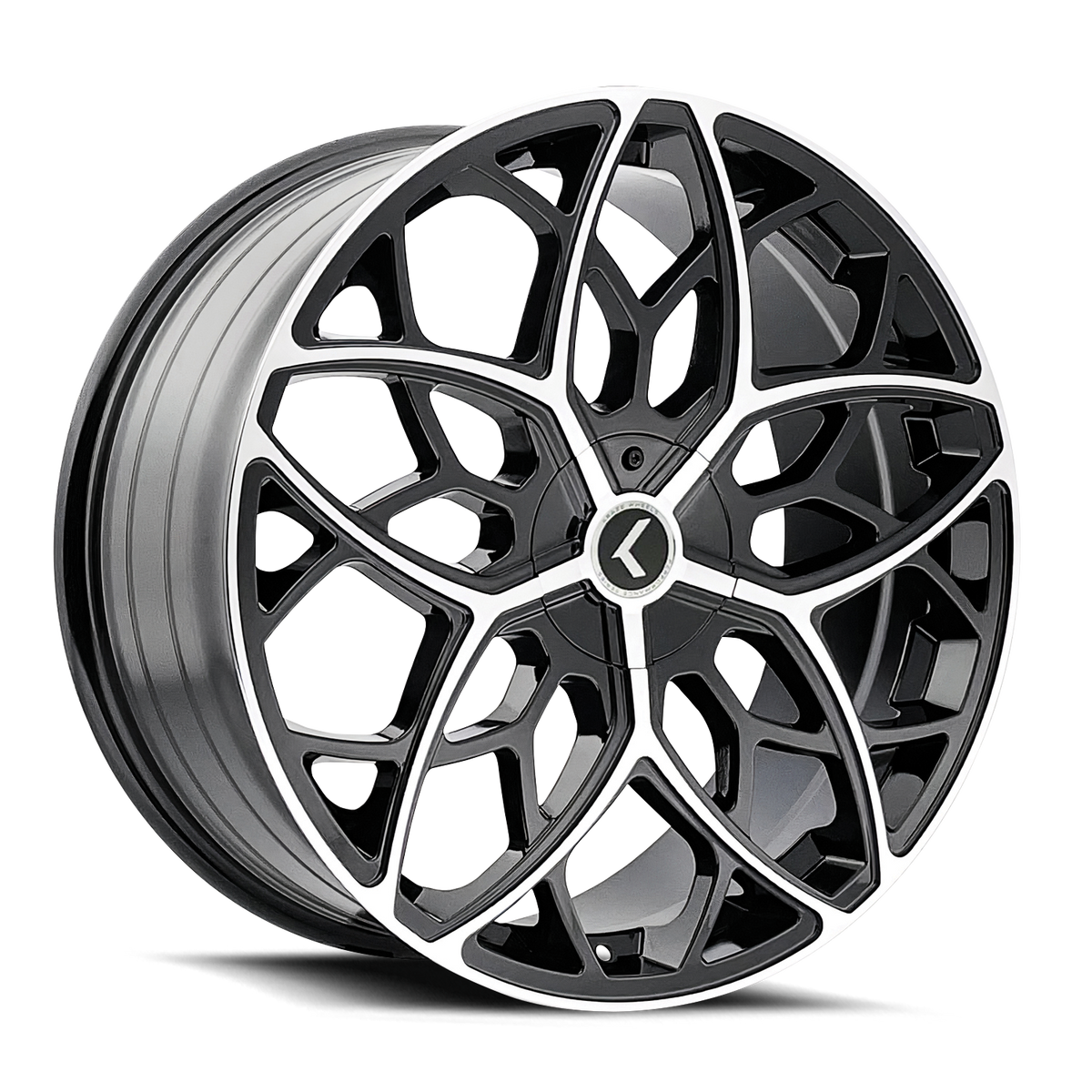 Kraze RICOCHET Gloss black machined 22x8.5 +38 5x115|5x120mm 74.1mm - Wheelwiz