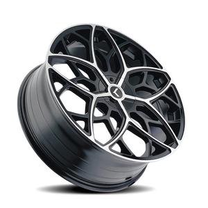 Kraze RICOCHET Gloss black machined 22x8.5 +38 5x115|5x120mm 74.1mm - Wheelwiz