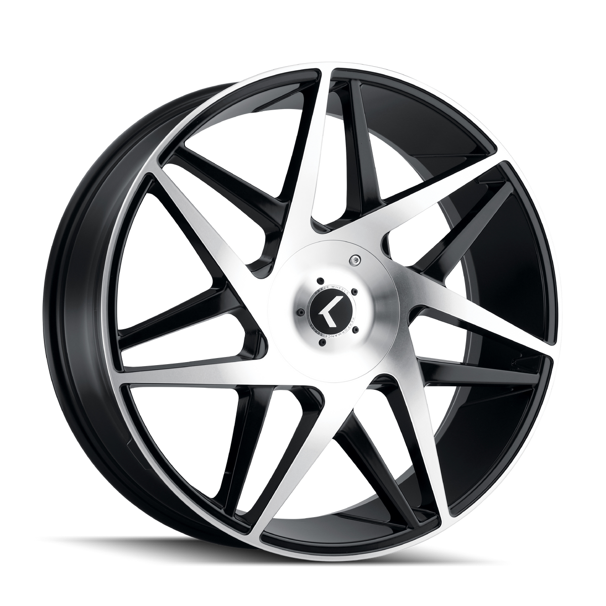 Kraze 192 Gloss black machined 22x8.5 +38 5x115|5x120mm 74.1mm - Wheelwiz