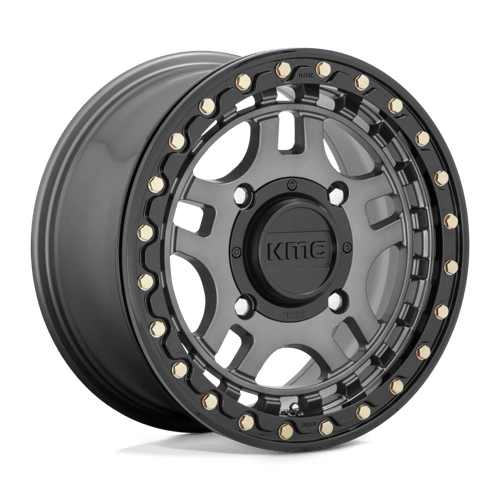 KMC KS240 RECON UTV BEADLOCK Gun Metal W/ Gloss Black Ring 14x7 +38 4x137mm 112.1mm - Wheelwiz