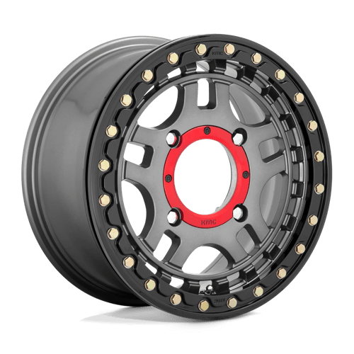 KMC KS240 RECON UTV BEADLOCK Gun Metal W/ Gloss Black Ring 14x7 +38 4x137mm 112.1mm - Wheelwiz