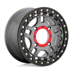 KMC KS240 RECON UTV BEADLOCK Gun Metal W/ Gloss Black Ring 14x7 +38 4x137mm 112.1mm - Wheelwiz