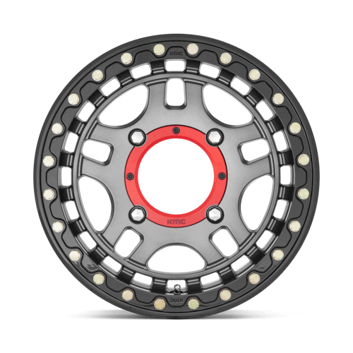 KMC KS240 RECON BEADLOCK Gun Metal W/ Gloss Black Ring 15x7 +38 4x137mm 112.1mm - Wheelwiz