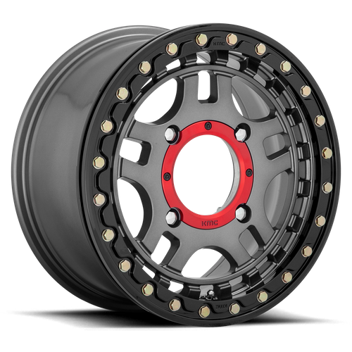KMC KS240 RECON UTV BEADLOCK Gun Metal W/ Gloss Black Ring 15x7 +38 4x156mm 132mm - Wheelwiz