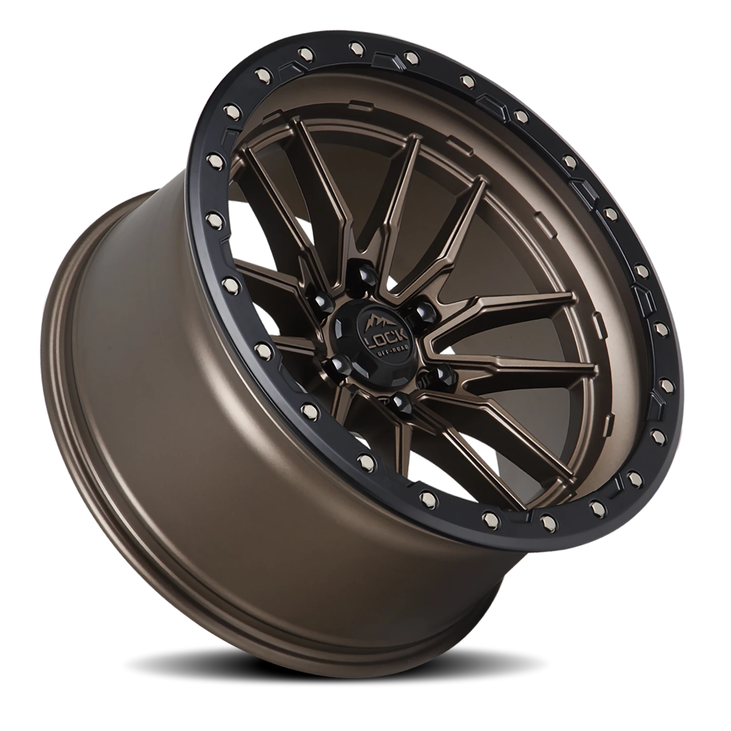 Lock Offroad Krawler Matte Bronze W/ Matte Black Ring 20x9 +1 8x180mm 124.3mm - Wheelwiz