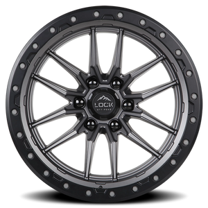 Lock Offroad Krawler Matte Grey W/ Matte Black Ring 17x9 -12 6x139.7mm 106.2mm