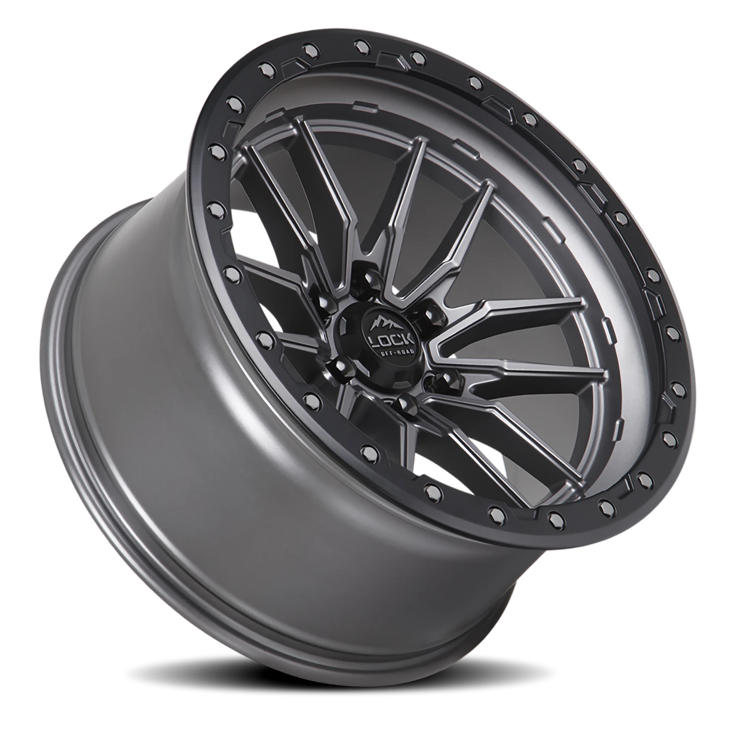 Lock Offroad Krawler Matte Grey W/ Matte Black Ring 20x9 +1 8x165.1mm 125.2mm - Wheelwiz